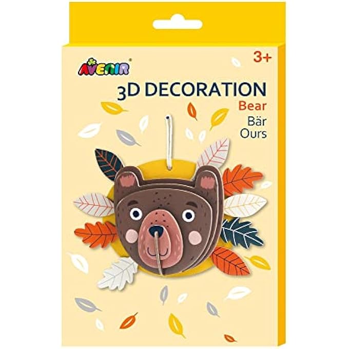3D DECORATION - BEAR KIT | TURN YOUR WALL INTO A ZOO! CREATE 3D DECORATIONS WITH PRE-CUT CARDBOARD PUZZLE PIECES | THOUGHTFUL AND CREATIVE GIFT OPTION FOR KIDS 3+ - Image 1